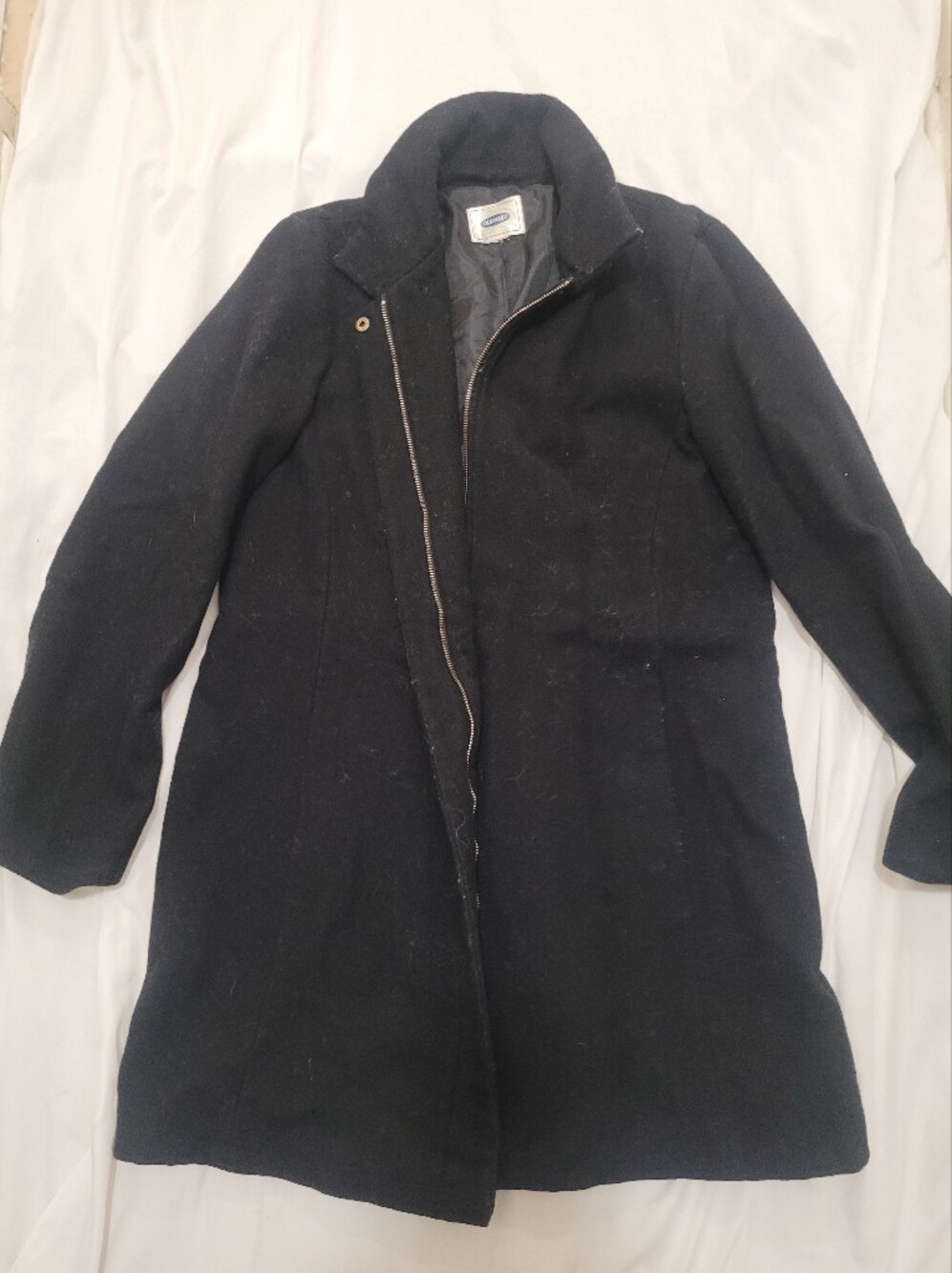 Old Navy Black Men's Long Pea Coat with Zip Closure